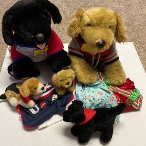 Build a Bear Dog bundle 5 dogs 11 clothing pieces